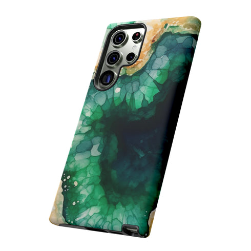 Green Geode in Watercolor - Impact Resistant Phone Case